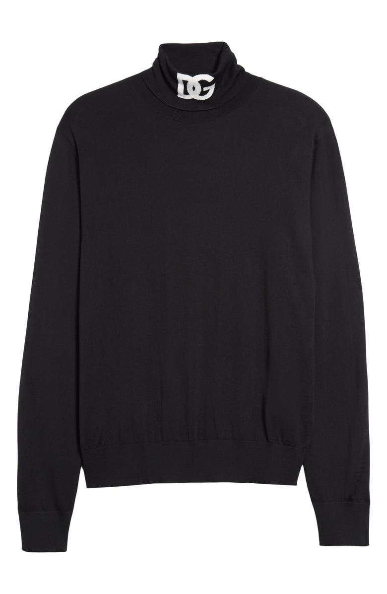 Dolce&Gabbana Intarsia Logo Virgin Wool Blend Turtleneck Sweater, Alternate, color, 