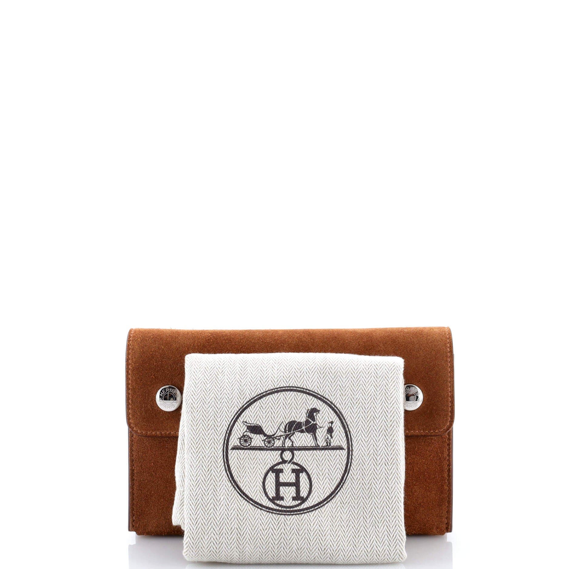 Pre-Owned Hermes Hermesnap Wallet Bag Grizzly and Swift, Alternate, color, 