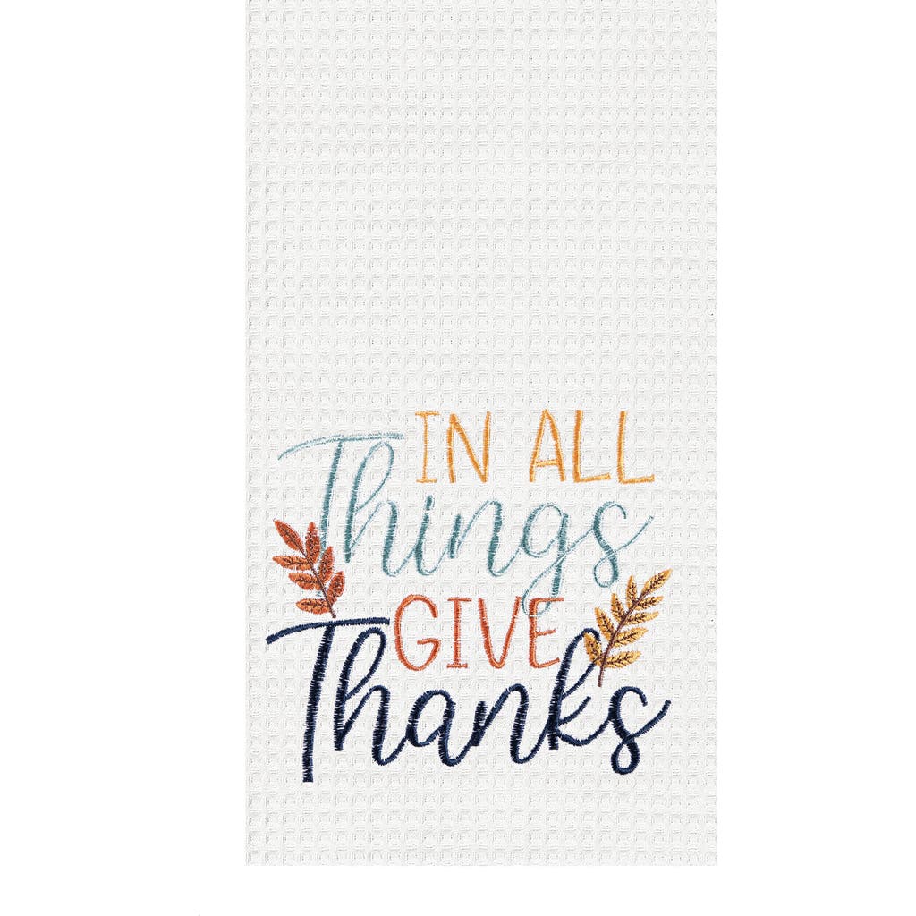 C & F Home C&f Home Thanksgiving "in All Things Give Thanks" Kitchen Flour Sack Cotton Dishtowel In Multi