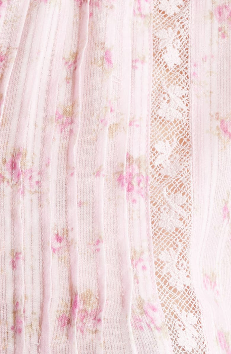 LoveShackFancy Lita Floral Long Sleeve Cotton Button-Up Top, Alternate, color, Raspberry Fields