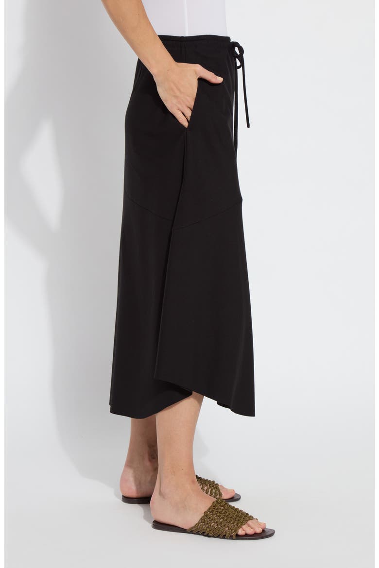 Nora Drawstring Midi Skirt, Alternate, color, BLACK