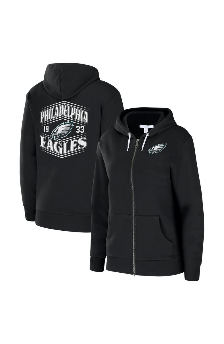 WEAR by Erin Andrews Women's WEAR by Erin Andrews Black Philadelphia Eagles Angled Full-Zip Hoodie, Alternate, color, Black