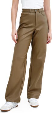 Marcella Julien High Waist Faux Leather Wide Leg Pants