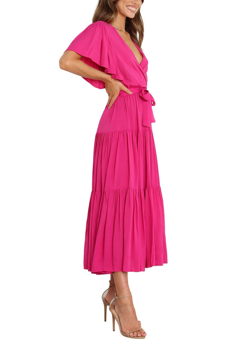 Barker Flutter Sleeve Tiered Dress, Alternate, color, PINK