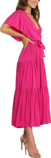 Barker Flutter Sleeve Tiered Dress