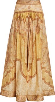 Zimmermann Wanderlust Metallic Stripe Cotton & Silk Maxi Skirt
