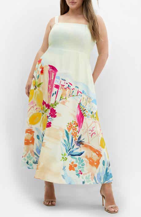 City Chic Sorrento Placed Print Midi Dress