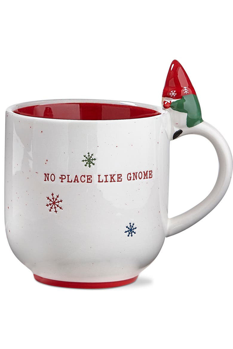 No Place Like Gnome White Stoneware Coffee Hot Tea Hot Coco Mug 16 oz, Alternate, color, White