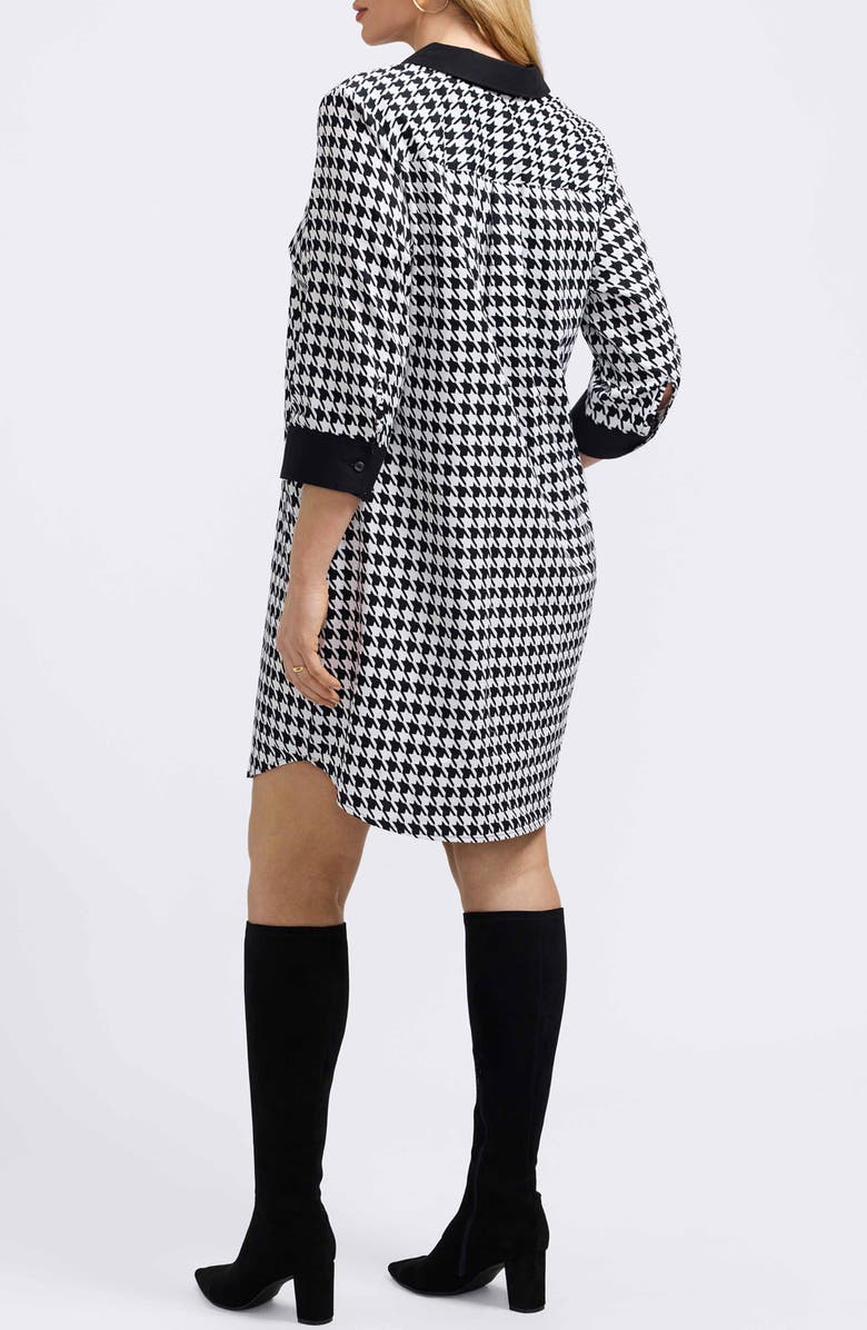 Foxcroft Sloane Houndstooth Cotton Shirtdress, Alternate, color, Black/ White