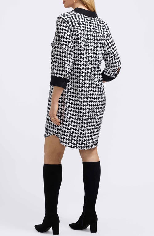 Foxcroft Sloane Houndstooth Cotton Shirtdress In Multi