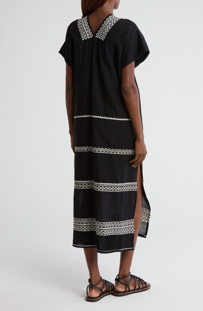 lemlem Gasira V-Neck Cotton Cover-Up Caftan, Alternate, color,