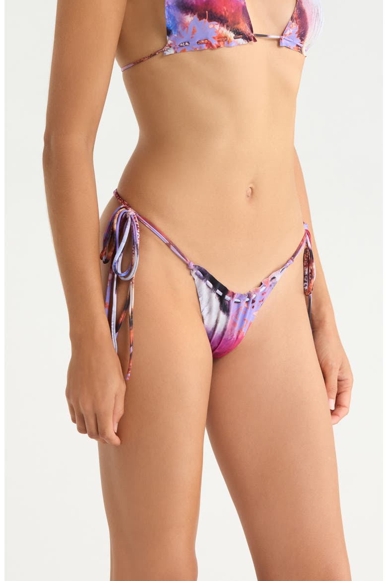 Raw Edge Side Tie Bikini Bottoms, Alternate, color, PURPLE