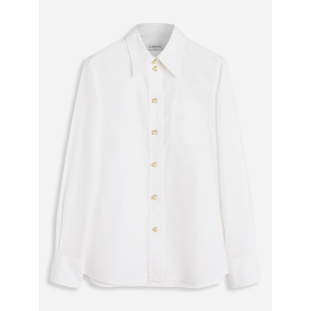 Lanvin Long Sleeve Shirt In Poplin In Optical White