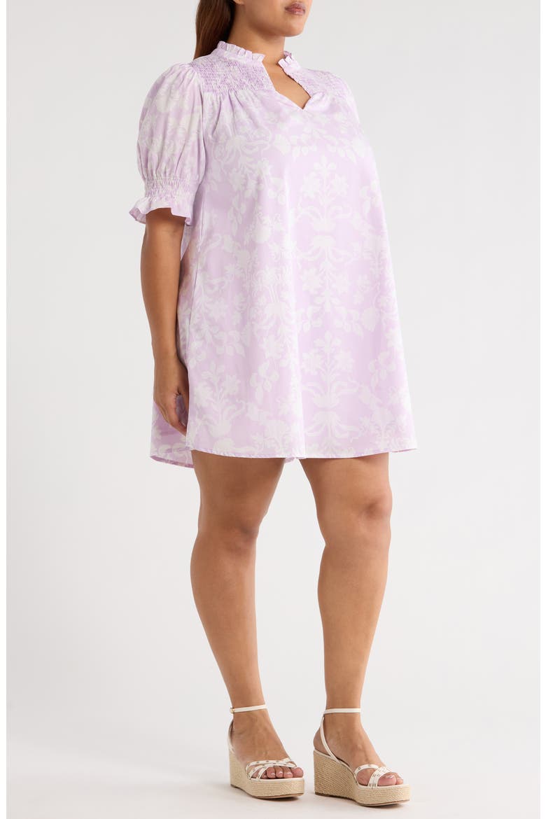 Emme Floral Print Cotton Shift Dress, Alternate, color, LAVENDER PURPLE/ WHITE