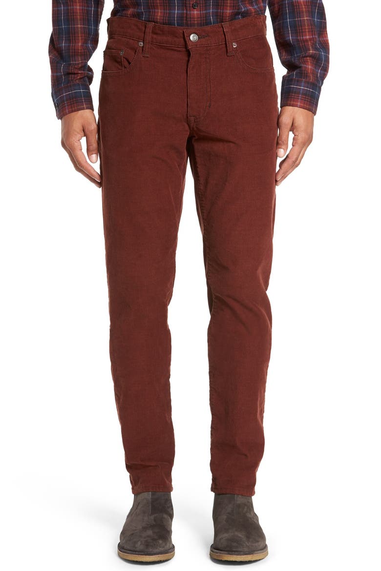 '718' Slim Fit Stretch Corduroy Pants, Main, color, BARK