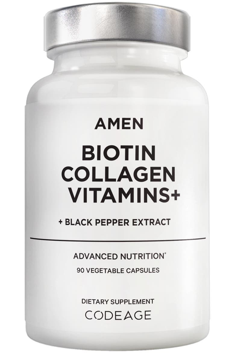 Amen Biotin Collagen Peptides + Vitamins C, E & Keratin, Main, color, White