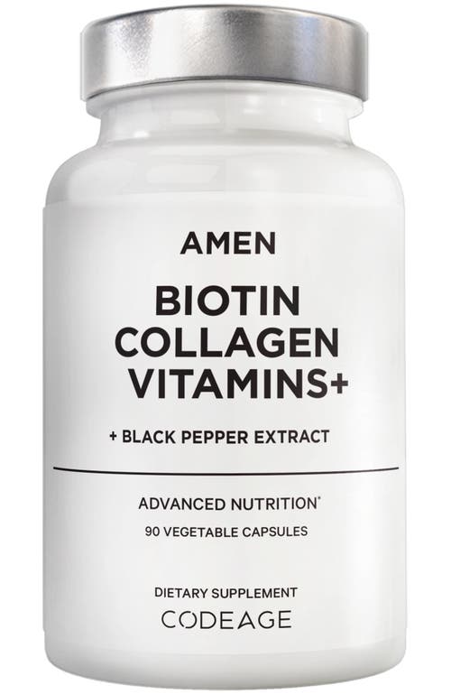 Codeage Amen Biotin Collagen Peptides + Vitamins C, E & Keratin in White  product