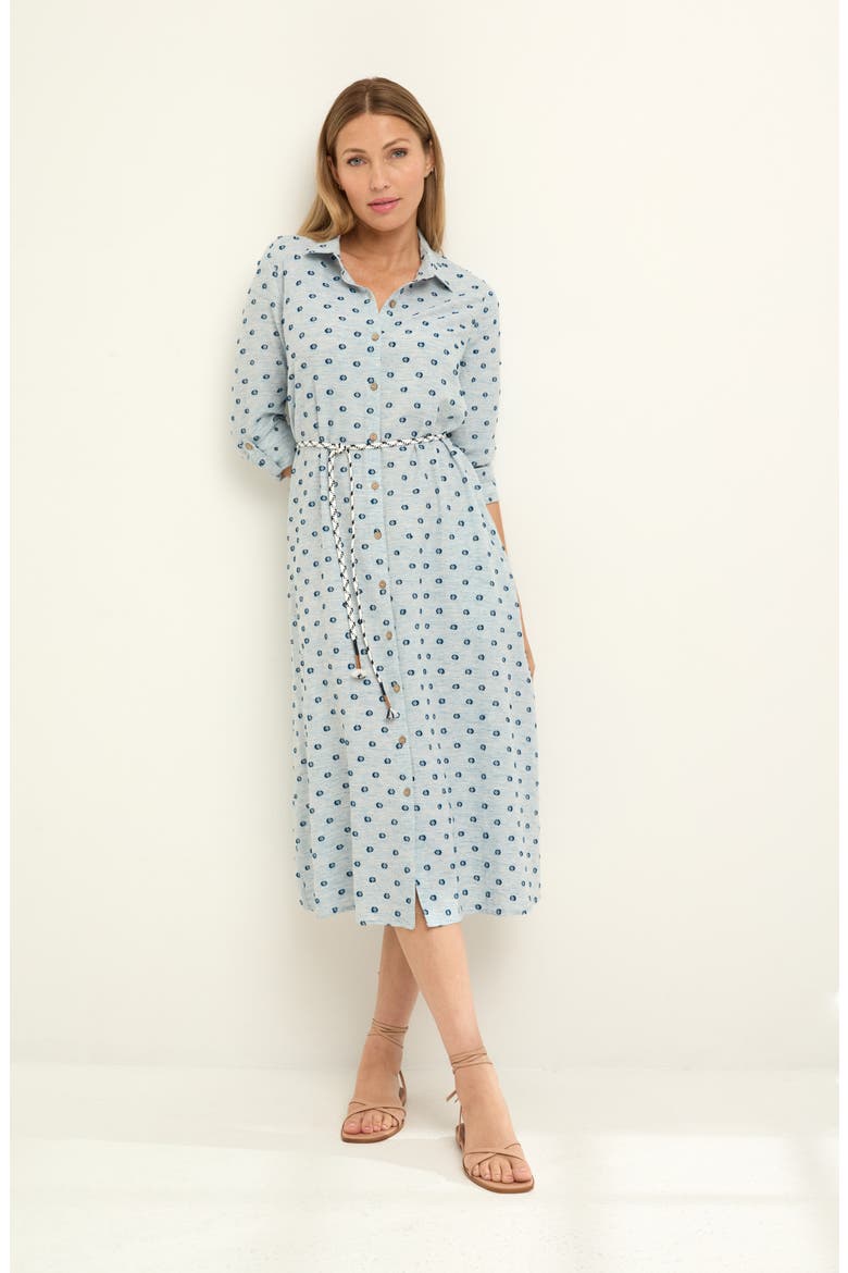 Liana Clip Dot Midi Shirtdress, Alternate, color, BLUE MULTI