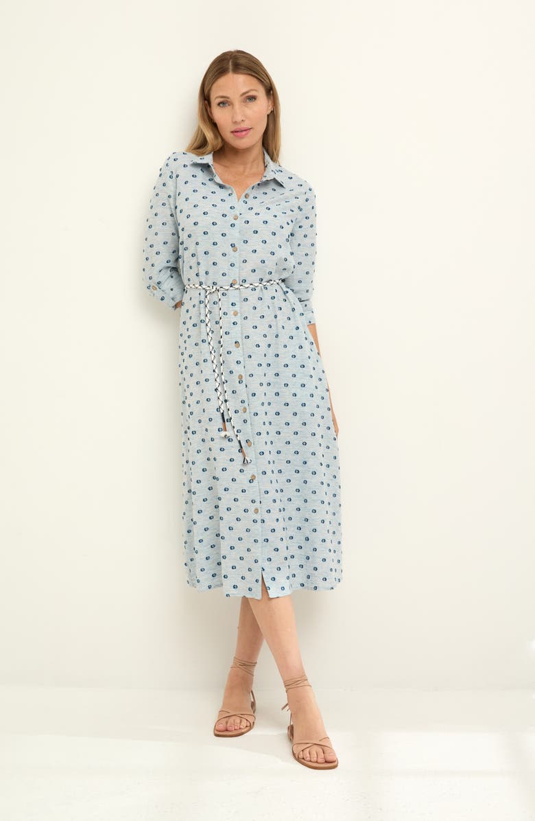 NIC+ZOE Liana Clip Dot Midi Shirtdress, Alternate, color, Blue Multi