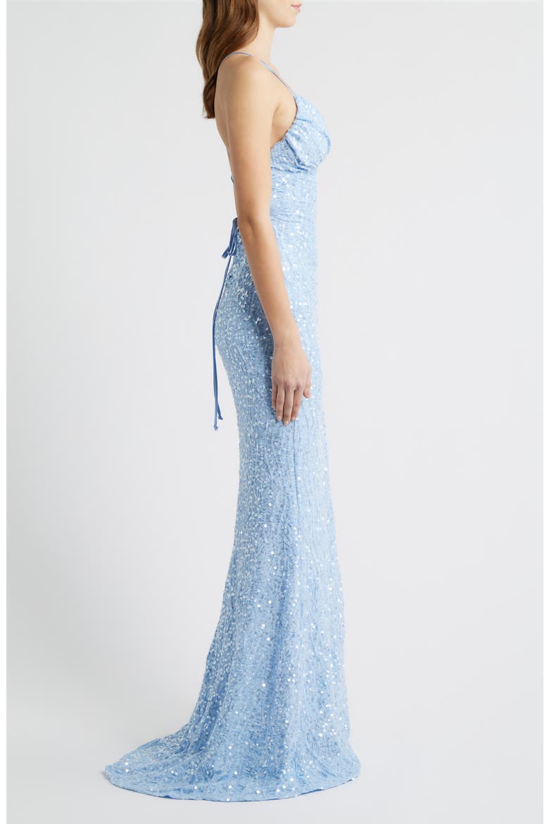 Sequin Lace-Up Back Mermaid Gown, Alternate, color, PERRY