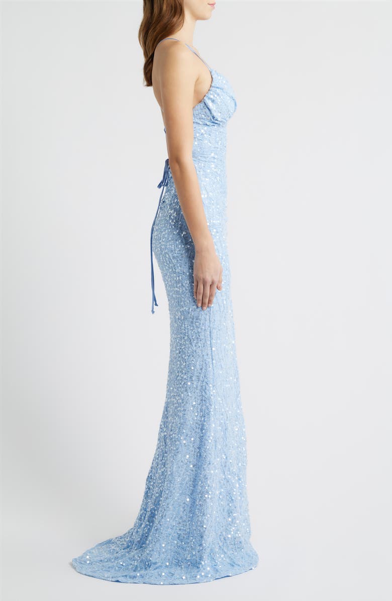 Emerald Sundae Sequin Lace-Up Back Mermaid Gown, Alternate, color, Perry