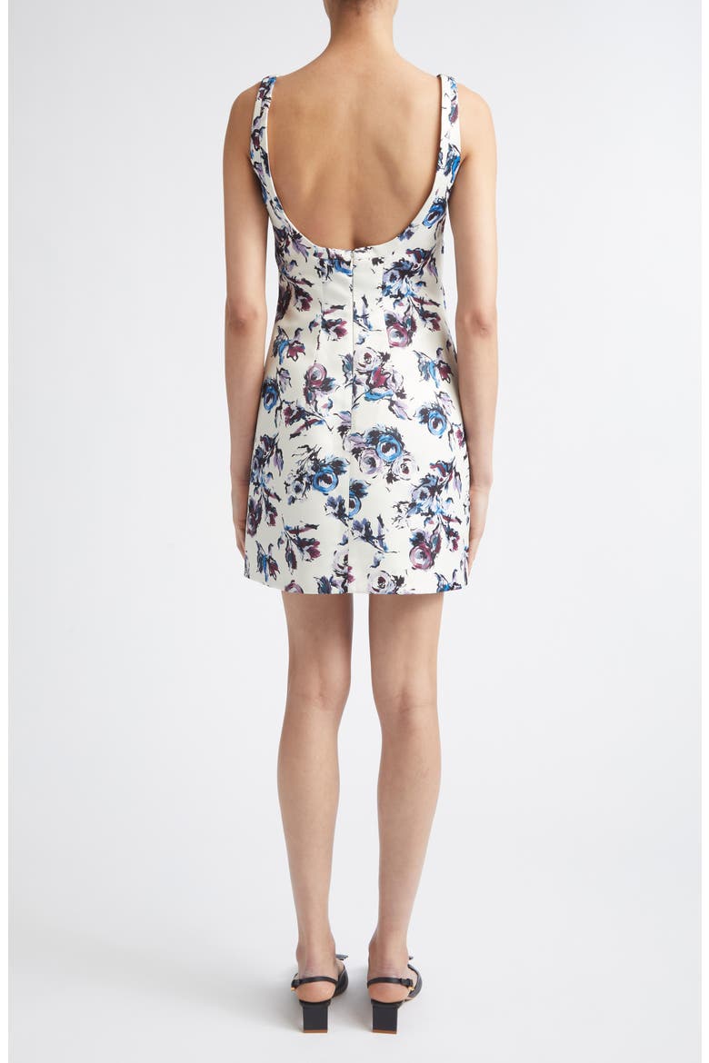 Tillie Floral Genzianella Sateen Minidress, Alternate, color, FLORAL PURPLE/BLUE ON IVORY