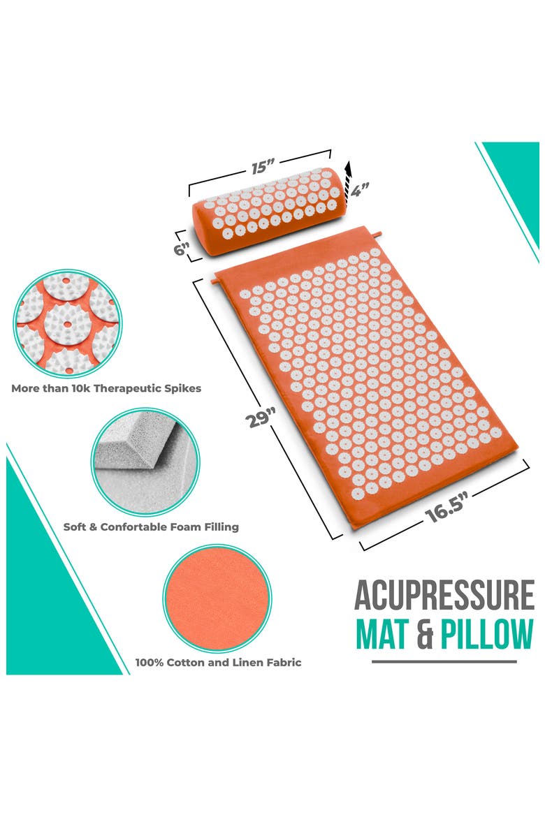 29 Inch Acupressure Mat & Pillow Set, Alternate, color, ORANGE