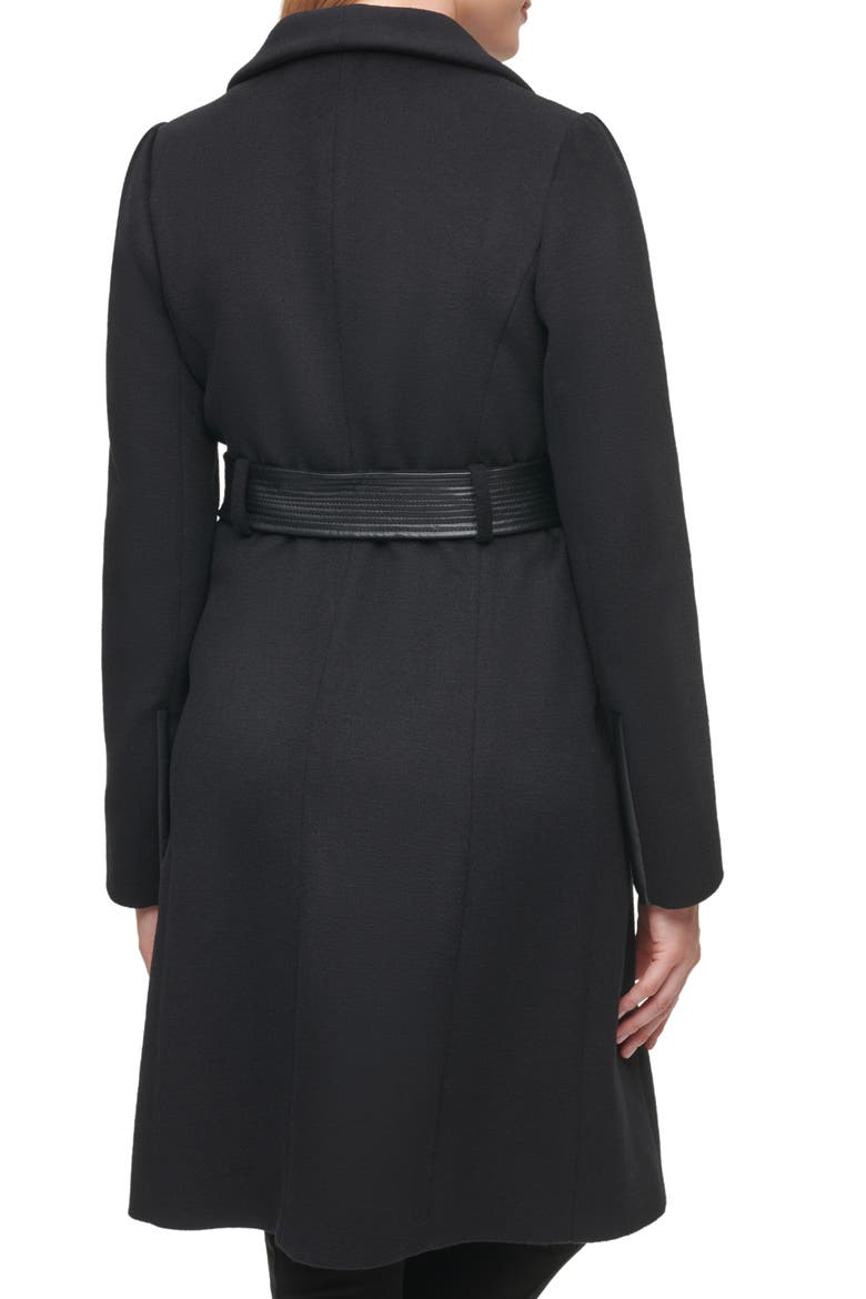 Wool Belted Wrap Coat, Alternate, color, BLACK