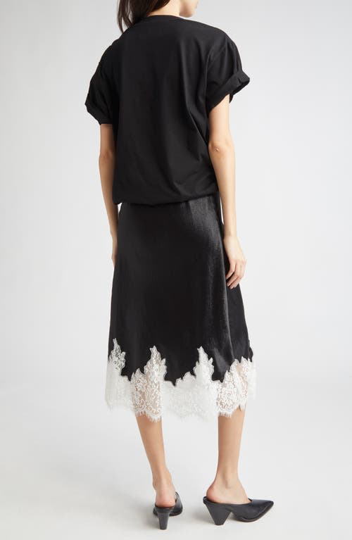 3.1 Phillip Lim Draped Cotton-jersey And Lace-trimmed Satin Midi Dress In Multi