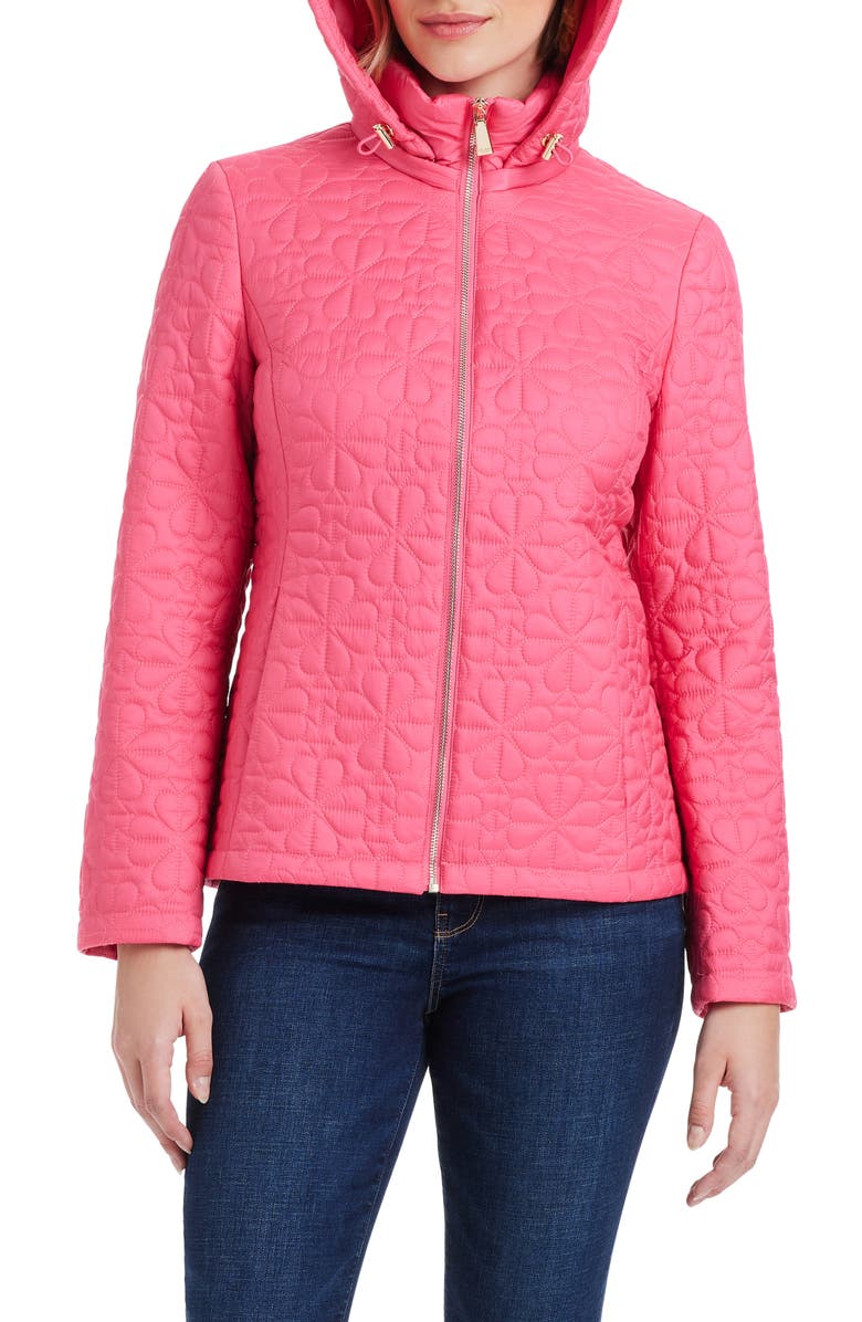 Kate Spade New York spade floral quilted jacket, Alternate, color, Watermelon Pink