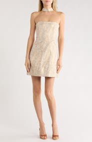 Alice + Olivia Paige Paisley Jacquard Strapless Minidress
