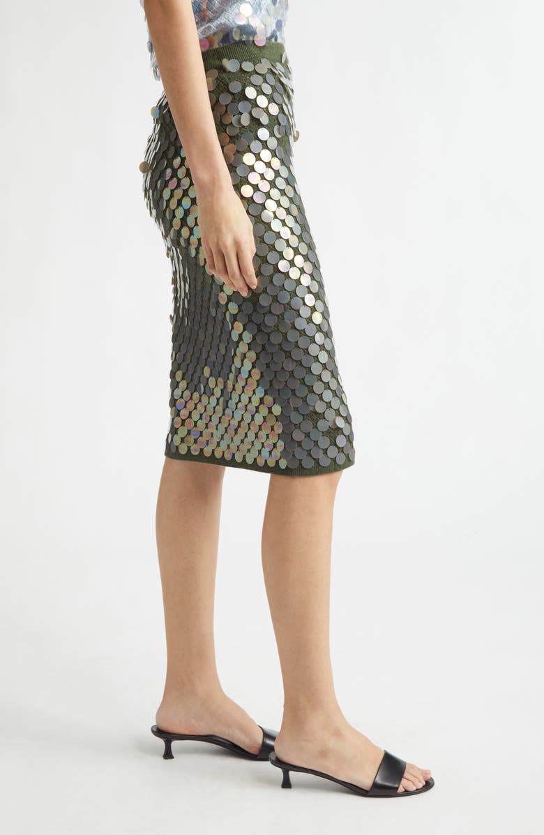 ZANKOV Matteo Pointelle Knit Paillette Merino Wool & Cashmere Sweater Skirt, Alternate, color, Olive