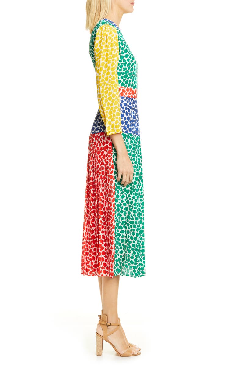RIXO Charlene Tulip Print Silk Midi Dress, Alternate, color,