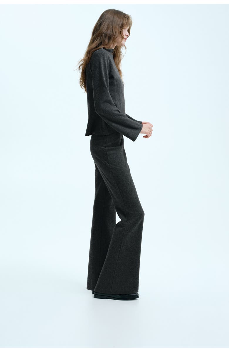 H&M Flared Knitted Trousers, Alternate, color, Dark Gray