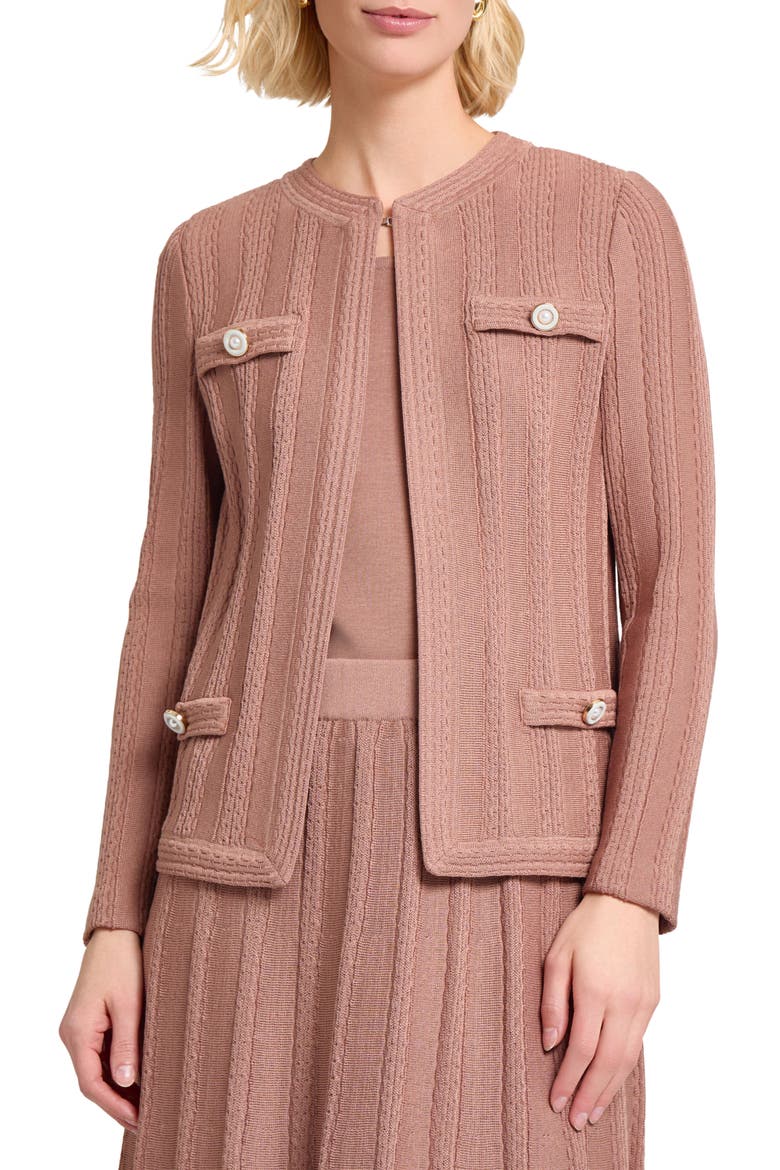 Heritage Braided Cable Soft Knit Jacket, Main, color, CHARMEUSE