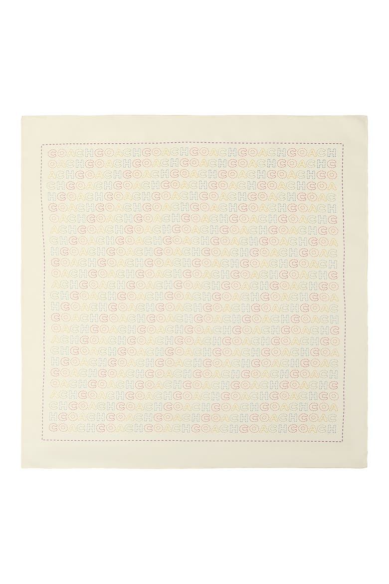 Stitch Print Square Silk Bandana, Main, color, CHALK MULTI