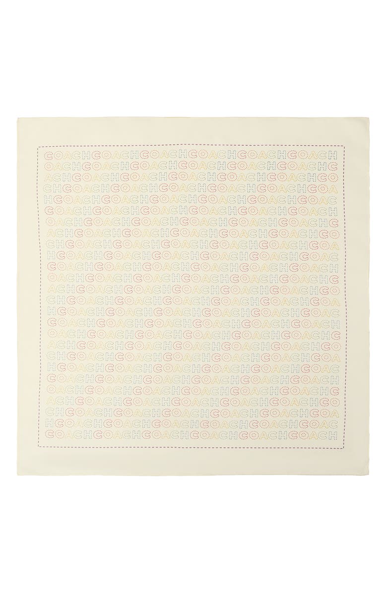 COACH Stitch Print Square Silk Bandana, Main, color, Chalk Multi