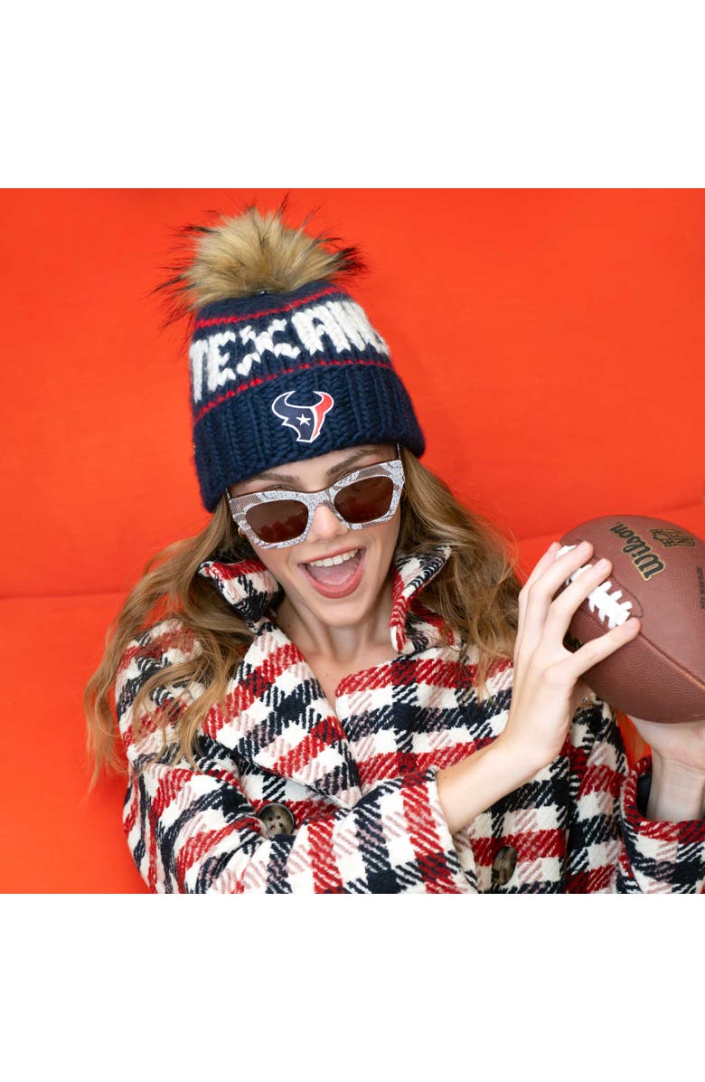 Lele Sadoughi Navy Texans Nfl Beanie With Faux Fur Pom, Alternate, color, Navy 400