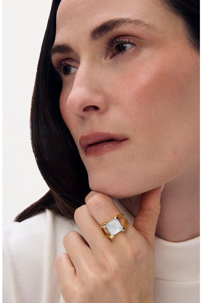 Mini Plaza Ring, Alternate, color, IRIDESCENT PEARL/ GOLD