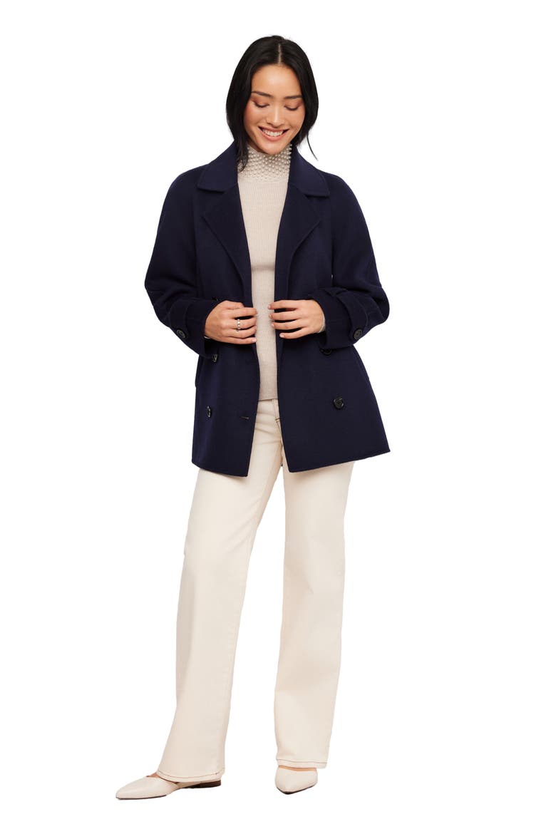 Brushed Wool Blend Peacoat, Alternate, color, NAVY