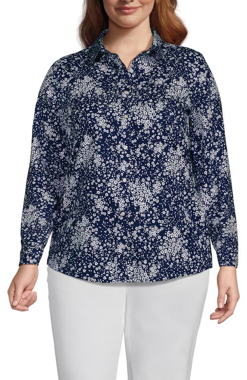 LANDS' END LANDS' END PLUS SIZE NO IRON BUTTON FRONT SHIRT