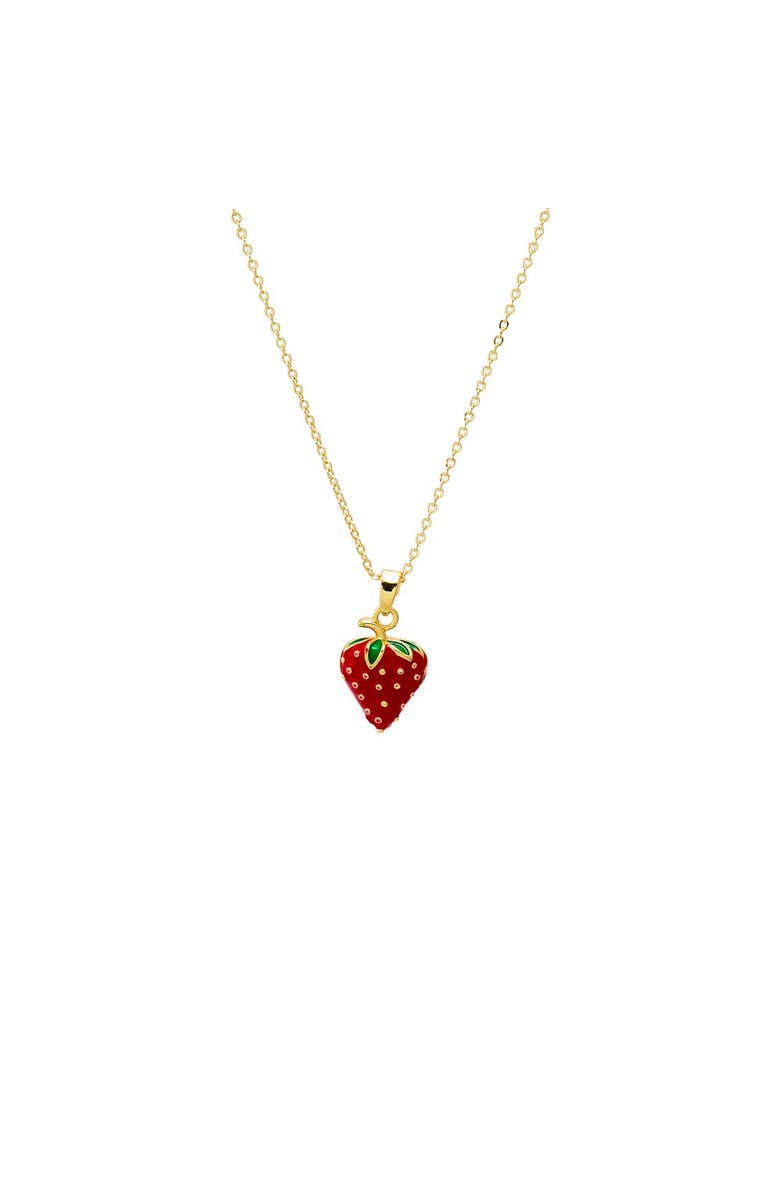 BY ADINA EDEN Colored Enamel Strawberry Pendant Necklace, Main, color, Gold