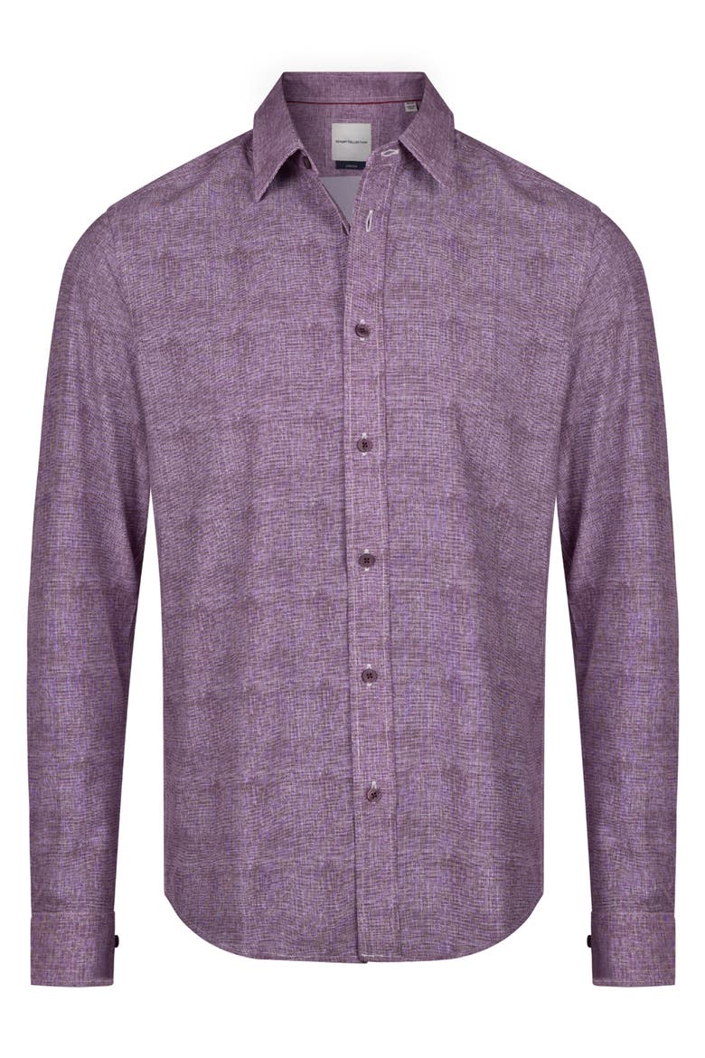 Long Sleeve Performance Patterned Stretch Button Up Shirt, Alternate, color, 27 BURGUNDY