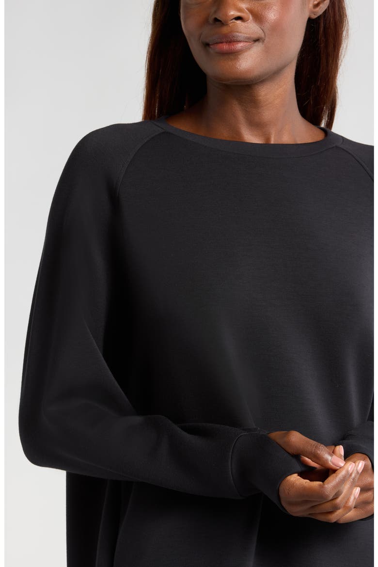Soft Scuba Knit Oversize Crewneck Sweatshirt, Alternate, color, BLACK