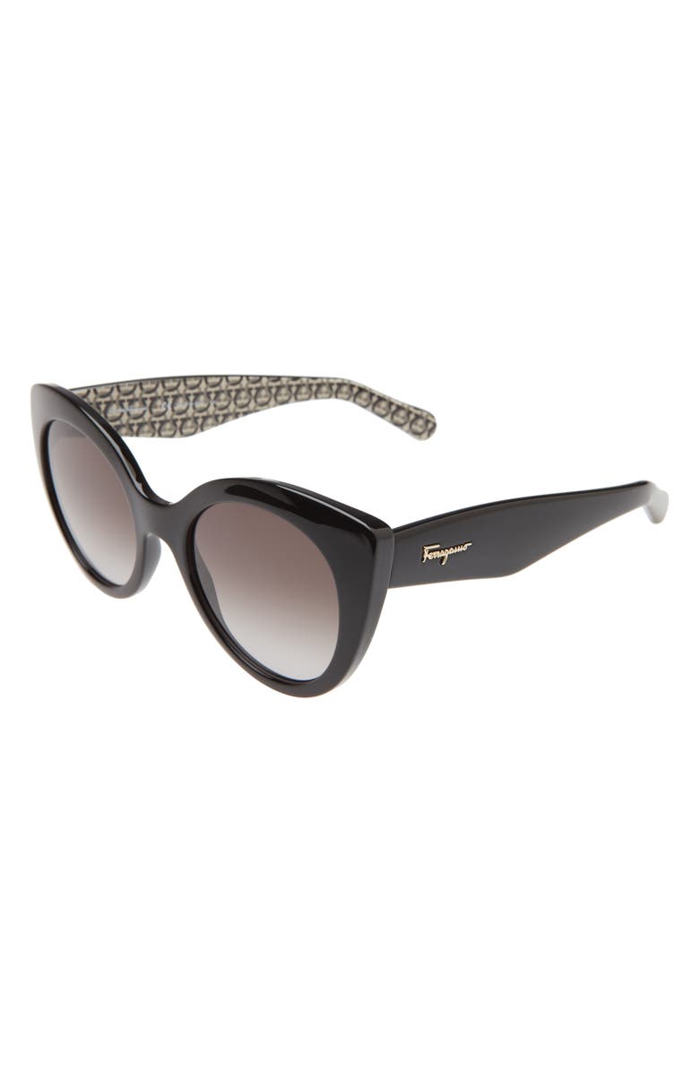 FERRAGAMO Classic 54mm Gradient Cat Eye Sunglasses, Alternate, color, Black/ Grey Gradient
