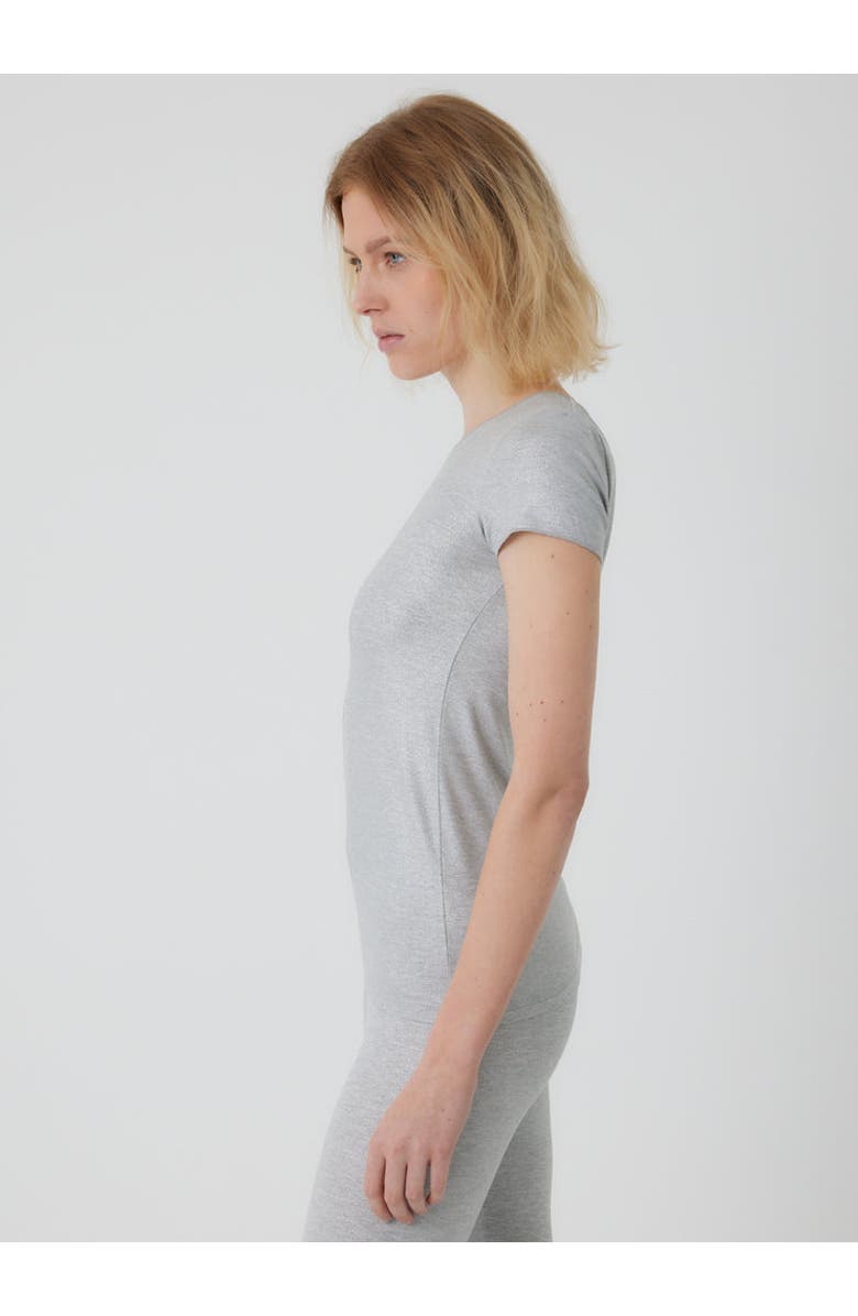 Majestic Filatures Soft Touch Metallic Short Sleeve T-Shirt, Alternate, color, Metal Grey