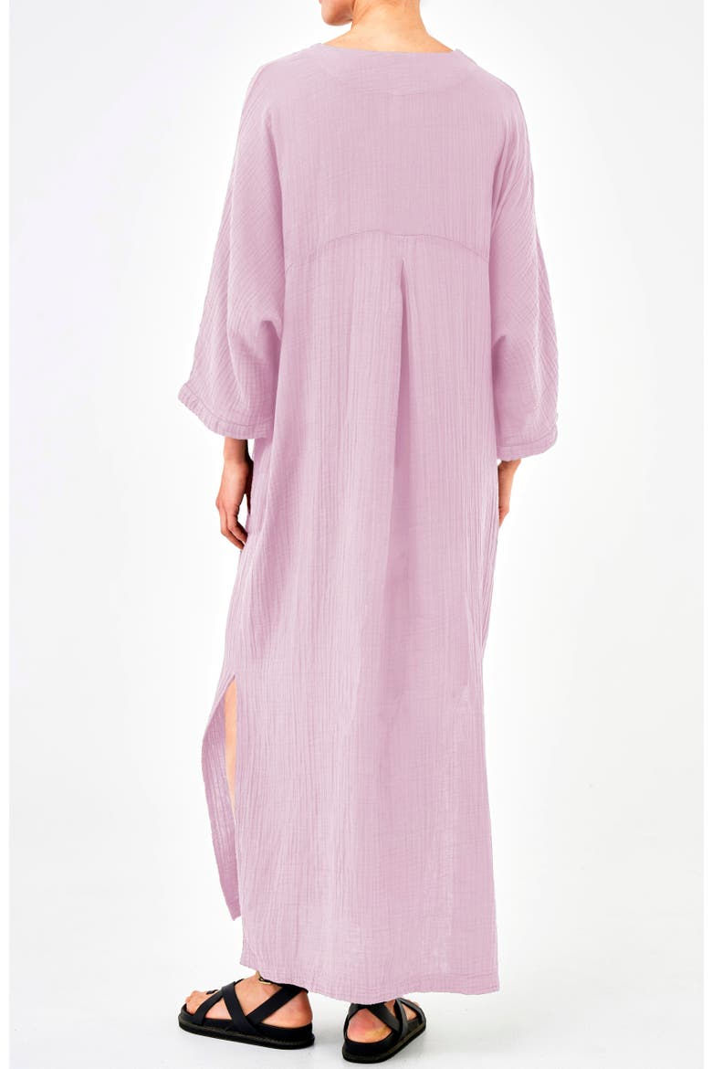 Gauze Arc Seam Caftan, Alternate, color, Shell Pink