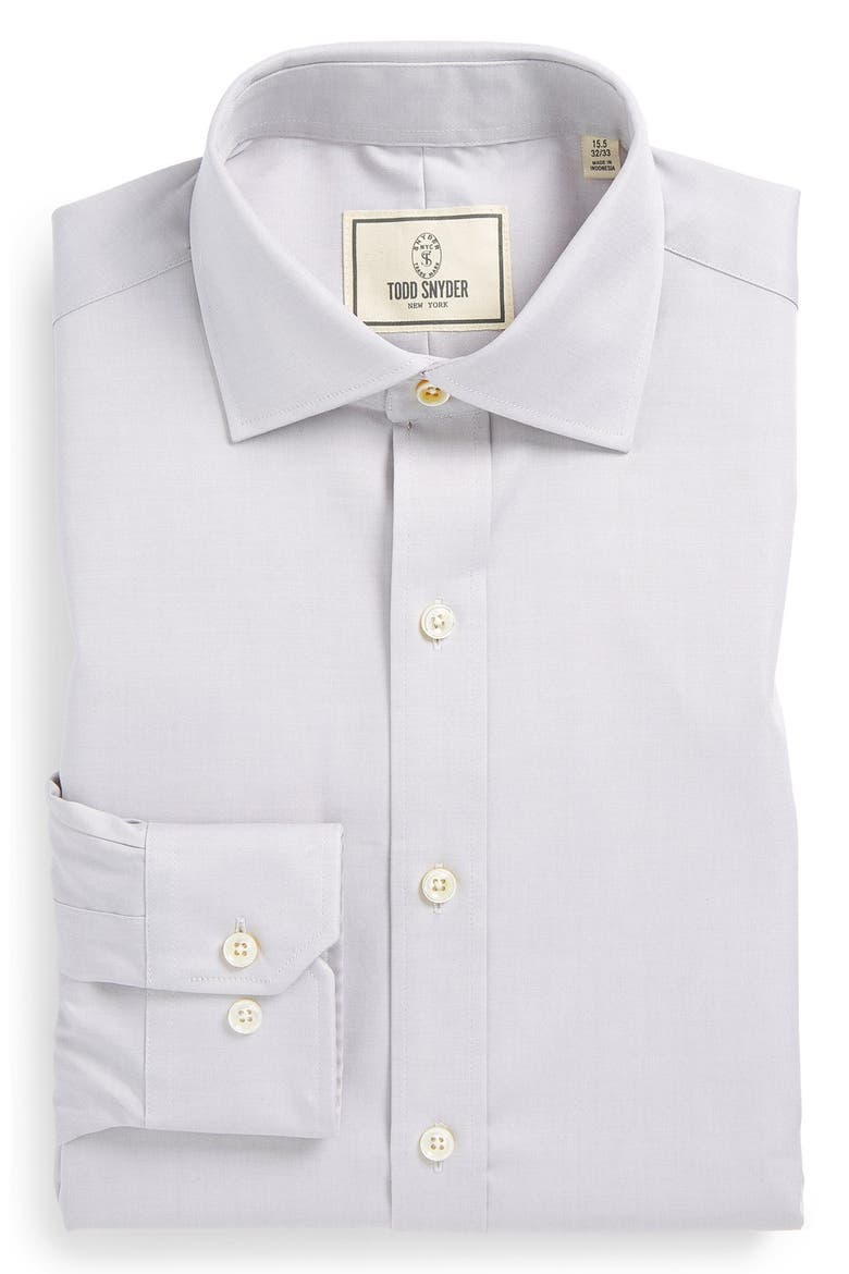 Trim Fit Solid Dress Shirt, Main, color, SILVER