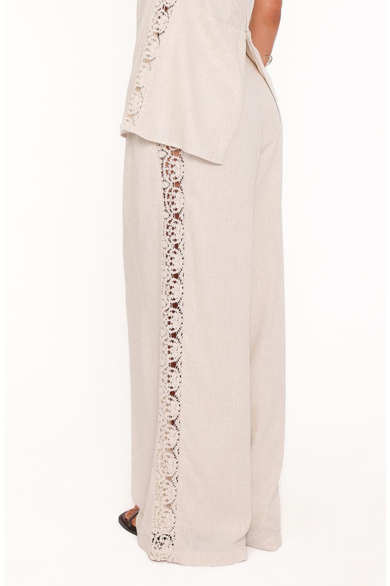 Arles Pleated Cotton Wide Leg Pants, Alternate, color, BEIGE LACE