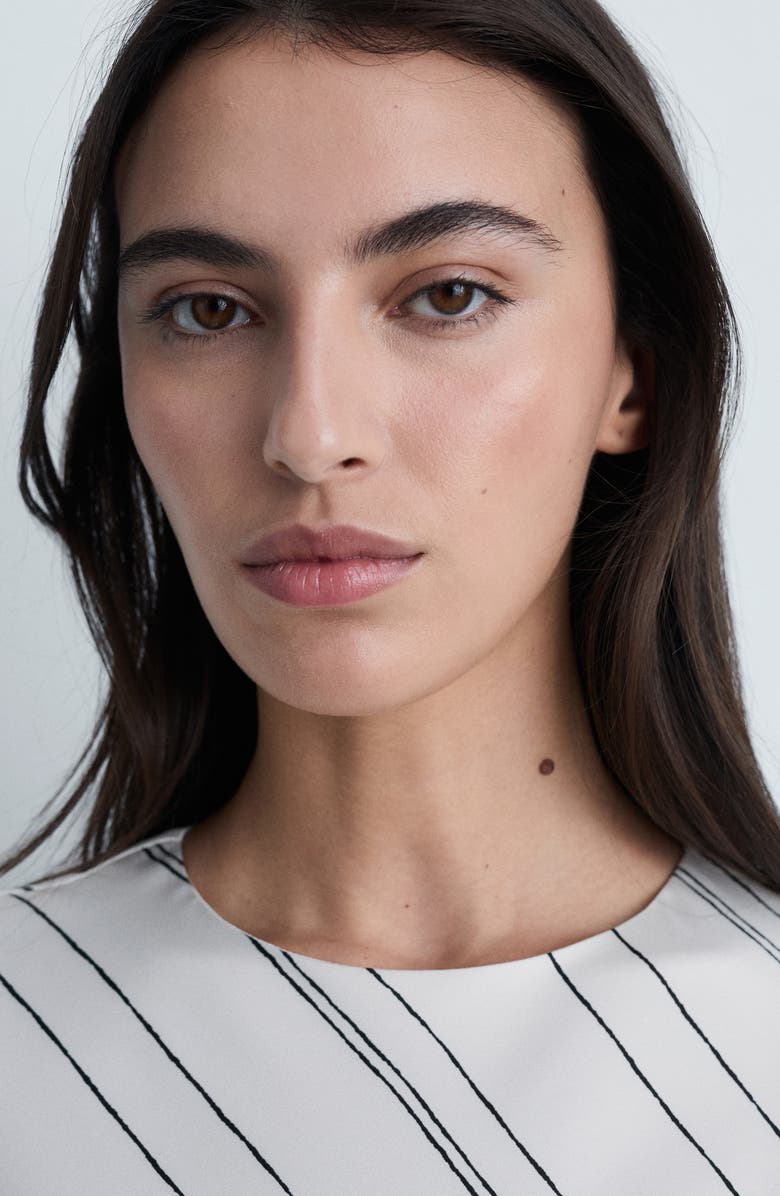 MANGO Stripe Long Sleeve Satin Maxi Dress, Alternate, color, 